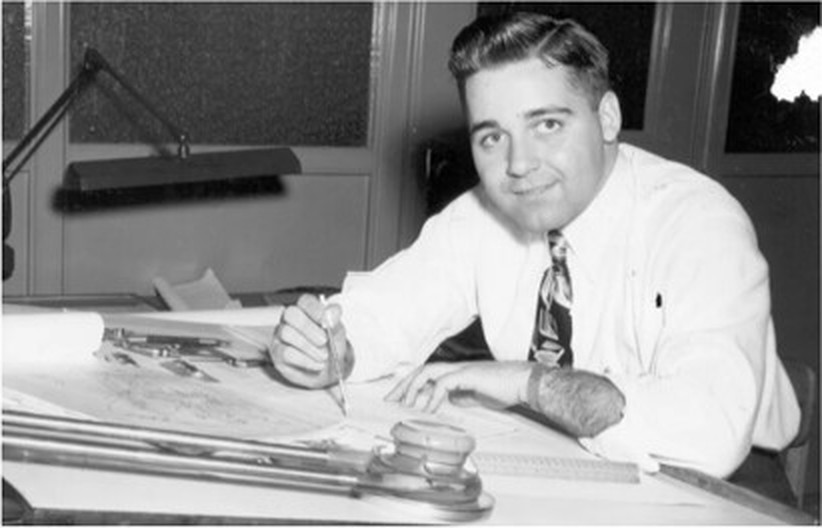 Fred Pfleger Sr. at his drafting table